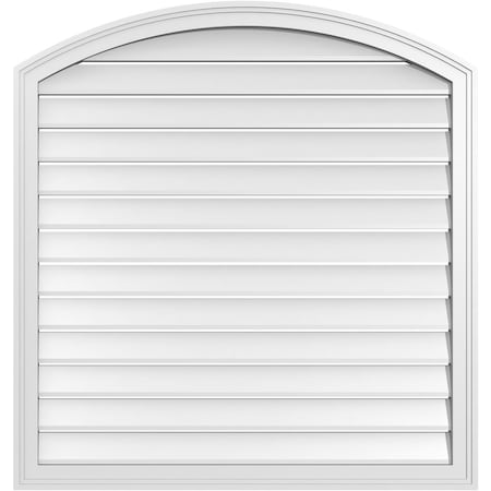 Ekena Millwork Arch Top Surface Mount PVC Gable Vent: Non-Functional, w/2"W x 1-1/2"P Brickmould Frame, 38"W x 38"H GVPAR38X3802SN